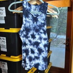 Gap Blue Tie Dye Ribbed Halter Racerback Tank Top Size Small